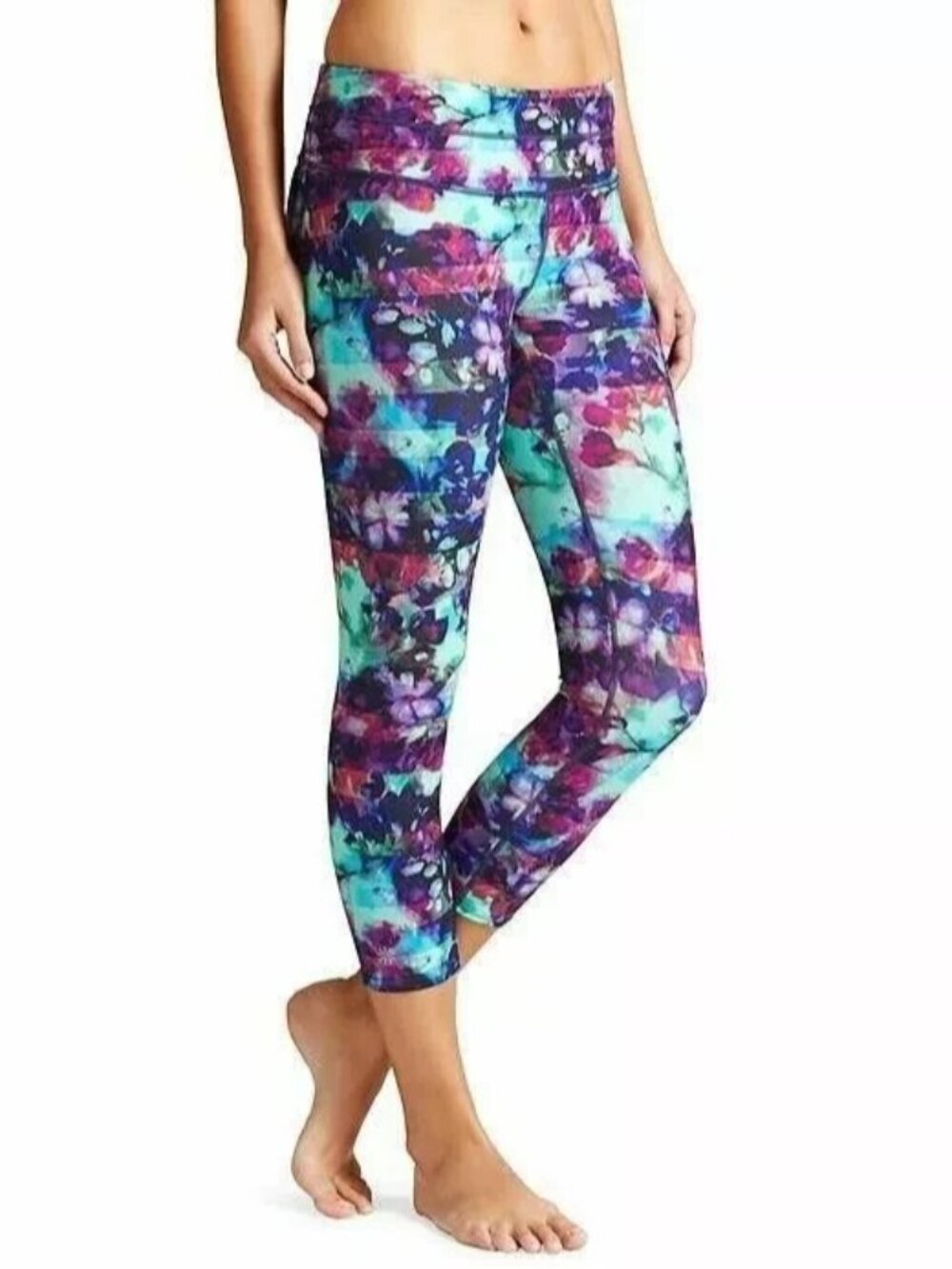 Athleta S Floral Fade Sonar Capri Tight Leggings